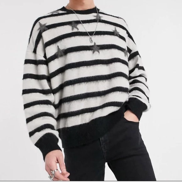 AllSaints Stars Crew wool sweater unisex oversized - Picture 2 of 4